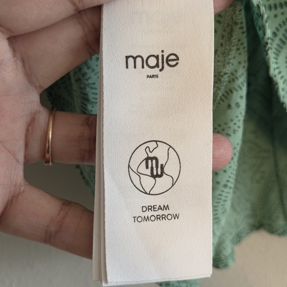 Maje Limaro Printed Flowy Top Sz 1/S Pullover Fluid Summer Casual Party Brunch - Picture 9 of 12